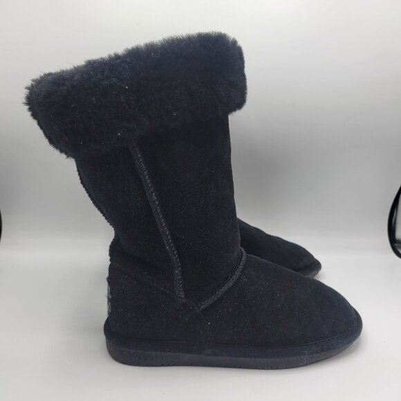 Bearpaw Black Suede Fur Lined Winter Boots Womens Size 6 Warm & Stylish - Picture 3 of 12